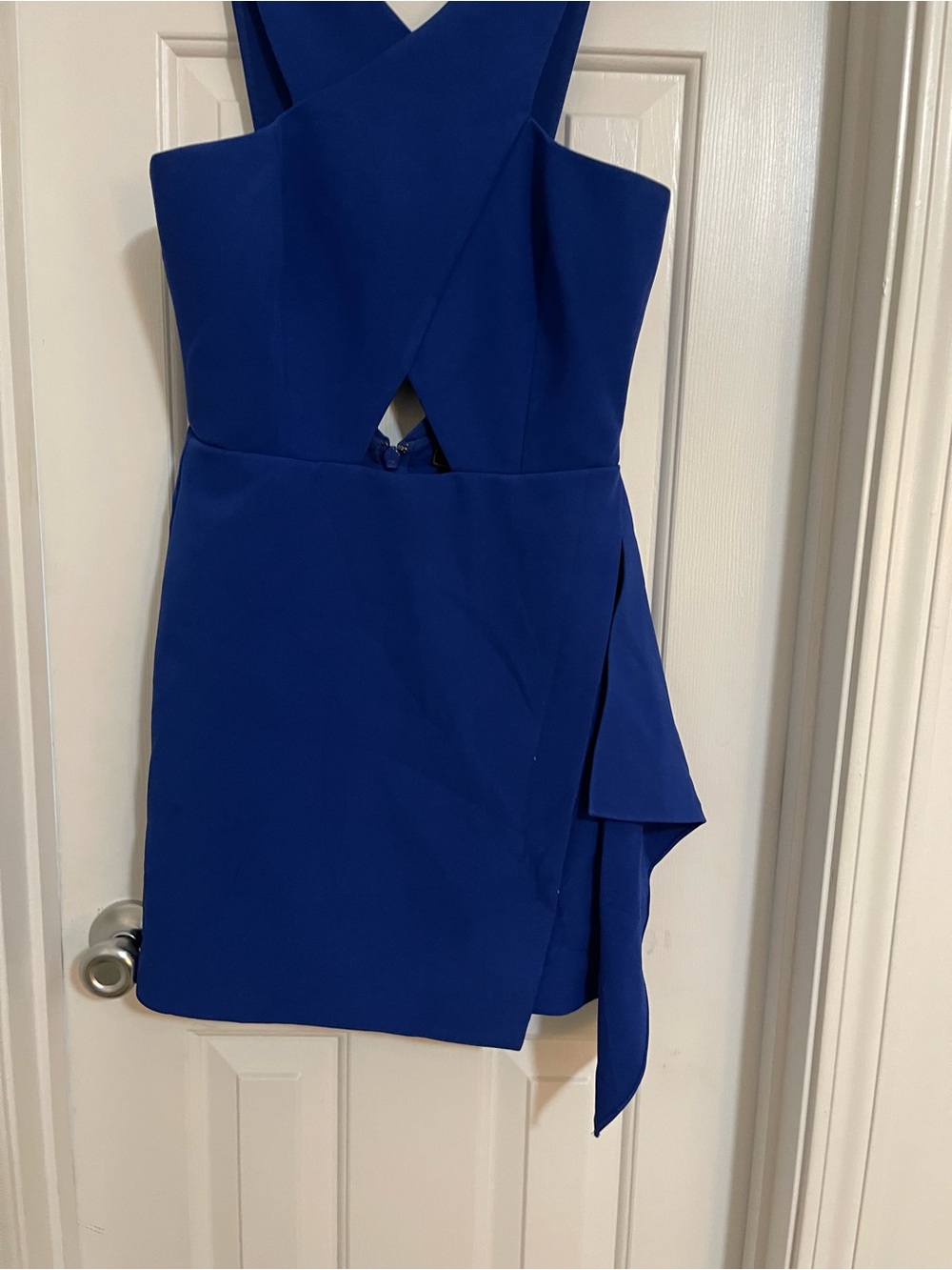 BCBGMaxAzria Cobalt Blue Cross-Front Mini Dress